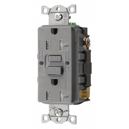 GFCIReceptacle, 20A, 125VAC, Gray, Nylon MPN:GFRTR20GRY
