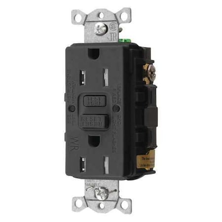 GFCI Receptacle, 15A, 125VAC, 5-15R, Black MPN:GFRTW15BLK
