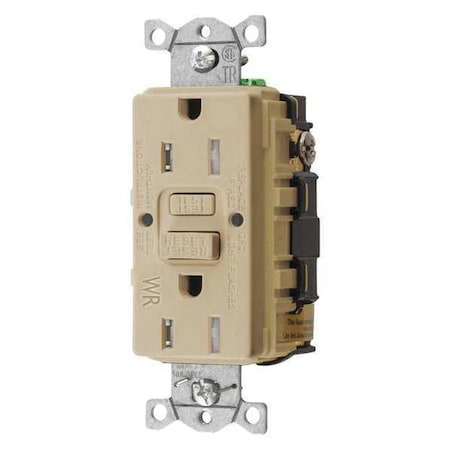 GFCI Receptacle, 15A, 125VAC, 5-15R, Ivory MPN:GFRTW15I