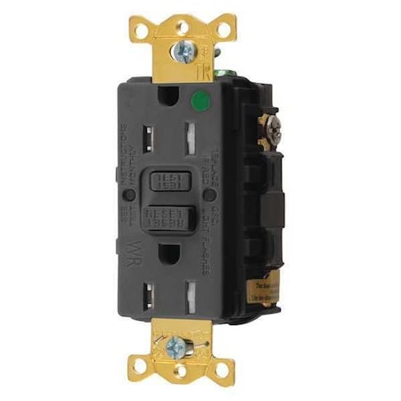 GFCI Receptacle, 15A, 125VAC, 5-15R, Black MPN:GFRTW82BLK