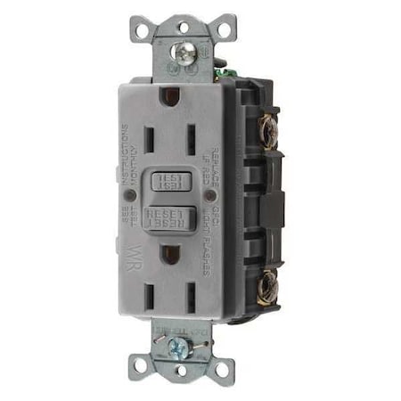 GFCIReceptacle, 15A, 125VAC, Gray, Nylon MPN:GFRWR15GRY