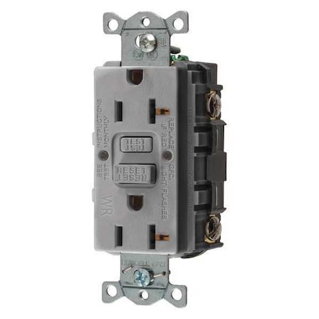 GFCIReceptacle, 20A, 125VAC, Gray, Nylon MPN:GFRWR20GRY