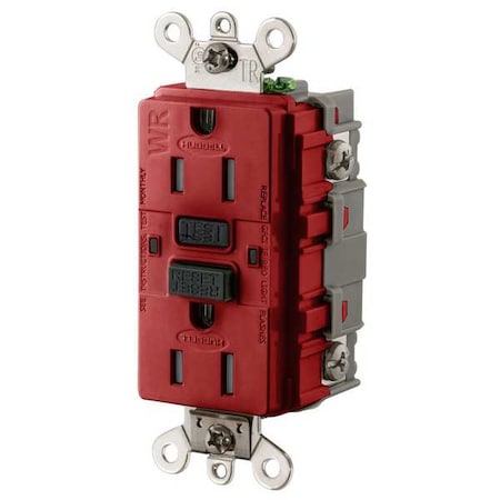 GFCI Receptacle, 15A, 125VAC, 5-15R, Red MPN:GFSG5262R