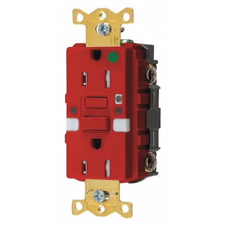 GFCI Rceptcle, Hspital, Red, 15A, 0.5 HP MPN:GFTRST82RNL