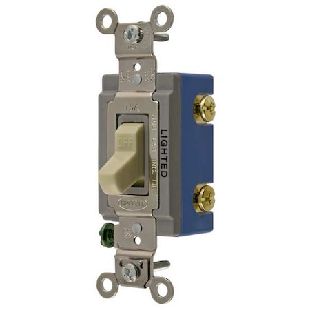Illuminated Wall Switch, 1-Pole, 15A, Ivory MPN:HBL1201IL