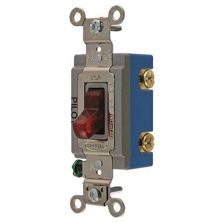 Wall Swtch, 1-Pole, 120/277V, 15A, Red, Toggl MPN:HBL1201PL