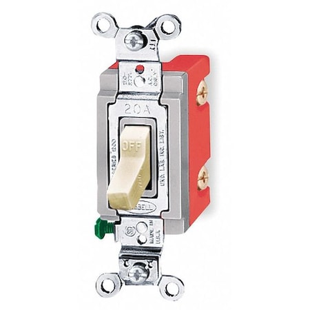 Wall Toggle Switch, Single Pole, 20A 120/277V AC, Back and Side Wired MPN:HBL1221I