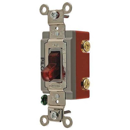 Pilot Lite Wall Swtch, 3-Way, 120/277V, 20A MPN:HBL1223PL