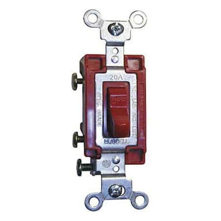 Wall Switch, 4-Way, 120/277V, 20A, Red, Toggl MPN:HBL1224R