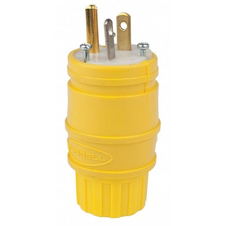 Watertight Straight Blade Plug, 5-20P, 20 A, 125V AC, 2 Pole, Screw Terminals, Grounded MPN:HBL14W33