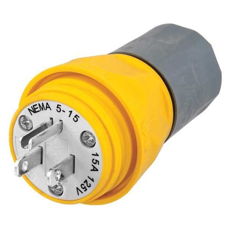 Watertight Straight Blade Plug, 5-15P, 15 A, 125V AC, 2 Pole, Screw Terminals, Grounded MPN:HBL14W47A
