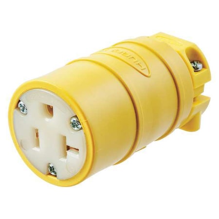 Straight Blade Connector, 5-20R, 20 A, 125V AC, 2 Pole, 3 Wire, Screw Terminals, Yellow MPN:HBL1533