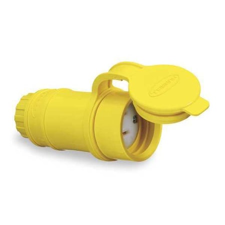 Watertight Straight Blade Connector, 5-20R, 20 A, 125V AC, 2 Pole, 3 Wire, Screw Terminals, Yellow MPN:HBL15W33