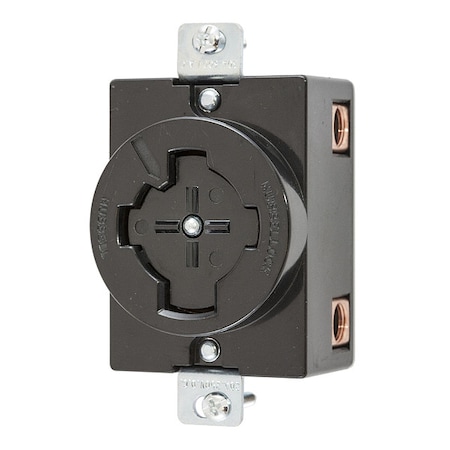Locking Receptacle, Non-NEMA, 20/30 A, 250/600V AC, Three Phase, 3 Pole, Flush Mount, Black MPN:HBL20403