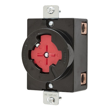 Locking Receptacle, Non-NEMA, 30 A, 480V AC, Three Phase, 3 Pole, Flush Mount, Screw Terminals, Red MPN:HBL20443
