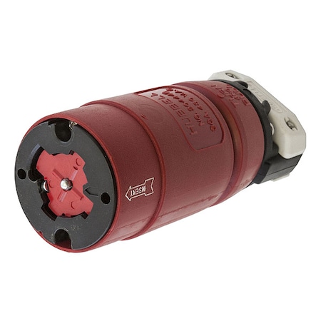 Locking Connector, Non-NEMA, 30 A, 480V AC, Three Phase, 3 Pole, Screw Terminals, Red MPN:HBL20444B