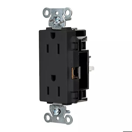 Straight Blade Receptacle, 5-15R, 15 A, 125V AC, 2 Pole, 3 Wire, Surface Mount, Grounded MPN:HBL2152STBK