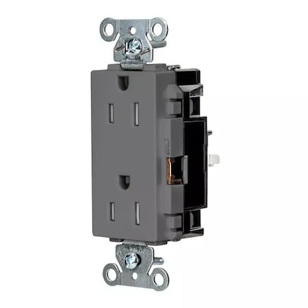 Straight Blade Receptacle, 5-15R, 15 A, 125V AC, 2 Pole, 3 Wire, Surface Mount, Grounded MPN:HBL2152STGYTR