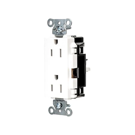 Straight Blade Receptacle, 5-15R, 15 A, 125V AC, 2 Pole, 3 Wire, Surface Mount, Grounded MPN:HBL2152STW