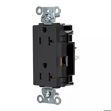 Straight Blade Receptacle, 5-20R, 20 A, 125V AC, 2 Pole, 3 Wire, Surface Mount, Grounded MPN:HBL2162STBK