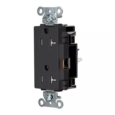 Straight Blade Receptacle, 5-20R, 20 A, 125V AC, 2 Pole, 3 Wire, Surface Mount, Grounded MPN:HBL2162STBKTR