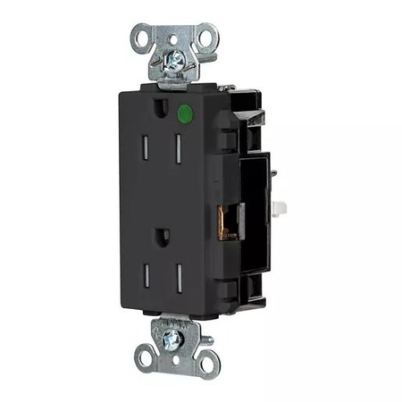 Straight Blade Receptacle, 5-15R, 15 A, 125V AC, 2 Pole, 3 Wire, Surface Mount, Grounded MPN:HBL2172STBKTR