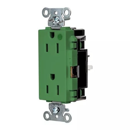 Straight Blade Receptacle, 5-15R, 15 A, 125V AC, 2 Pole, 3 Wire, Surface Mount, Grounded MPN:HBL2172STGN