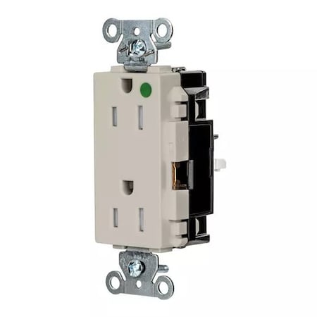 Straight Blade Receptacle, 5-15R, 15 A, 125V AC, 2 Pole, 3 Wire, Surface Mount, Grounded MPN:HBL2172STLATR