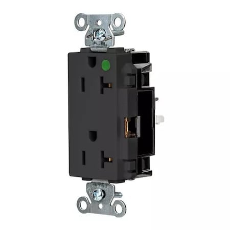 Straight Blade Receptacle, 5-20R, 20 A, 125V AC, 2 Pole, 3 Wire, Surface Mount, Grounded MPN:HBL2182STBK
