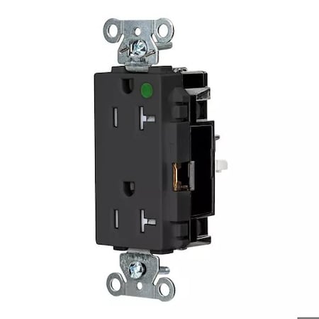 Straight Blade Receptacle, 5-20R, 20 A, 125V AC, 2 Pole, 3 Wire, Surface Mount, Grounded MPN:HBL2182STBKTR