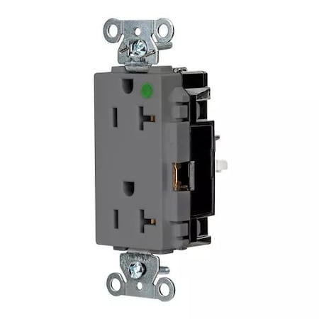 Straight Blade Receptacle, 5-20R, 20 A, 125V AC, 2 Pole, 3 Wire, Surface Mount, Grounded MPN:HBL2182STGY