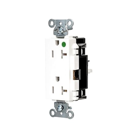 Straight Blade Receptacle, 5-20R, 20 A, 125V AC, 2 Pole, 3 Wire, Surface Mount, Grounded MPN:HBL2182STW