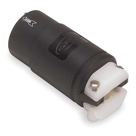 Locking Connector, Non-NEMA, 20 A, 125V AC, Single Phase, 2 Pole, Screw Terminals, Black MPN:HBL23002GB