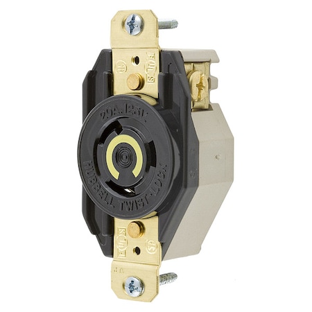 Locking Receptacle, L5-20R, 20 A, 125V AC, Single Phase, 2 Pole, Flush Mount, Screw Terminals MPN:HBL2310