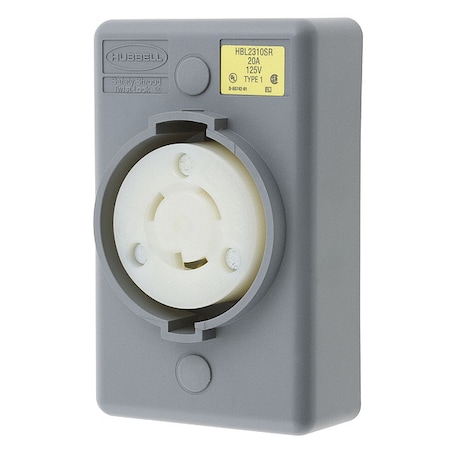 Locking Receptacle, L5-20R, 20 A, 125V AC, Single Phase, 2 Pole, Surface Mount, Screw Terminals MPN:HBL2310SR