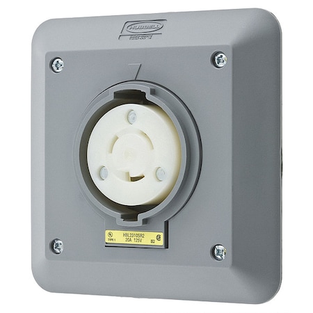Locking Receptacle, L5-20R, 20 A, 125V AC, Single Phase, 2 Pole, Flush Mount, Screw Terminals, Gray MPN:HBL2310SR2