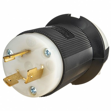 Locking Plug, L5-20P, 20 A, 125V AC, Single Phase, 2 Pole, Spring Clamp Terminals, Black, White MPN:HBL2311ST