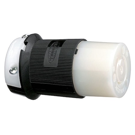 Locking Connector, L5-20R, 20 A, 125V AC, Single Phase, 2 Pole, Screw Terminals, Black, White MPN:HBL2313