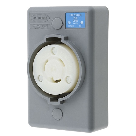 Locking Receptacle, L6-20R, 20 A, 250V AC, Single Phase, 2 Pole, Surface Mount, Screw Terminals MPN:HBL2320SR