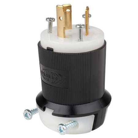 Locking Plug, L6-20P, 20 A, 250V AC, Single Phase, 2 Pole, Screw Terminals, Black, White MPN:HBL2321