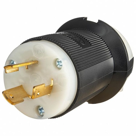 Locking Plug, L6-20P, 20 A, 250V AC, Single Phase, 2 Pole, Spring Clamp Terminals, Black, White MPN:HBL2321ST