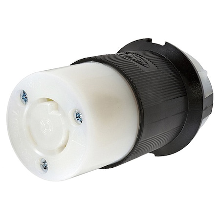 Locking Connector, L6-20R, 20 A, 250V AC, Single Phase, 2 Pole, Screw Terminals, Black, White MPN:HBL2323
