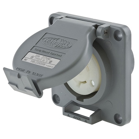 Watertight Locking Receptacle, L7-20R, 20 A, 277V AC, Single Phase, 2 Pole, Flush Mount, Gray MPN:HBL2330SW