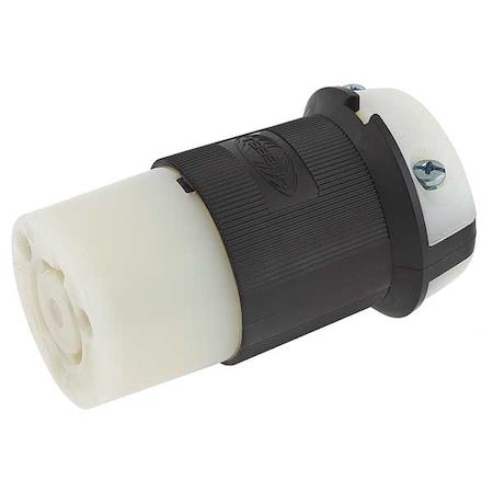 Locking Connector, L7-20R, 20 A, 277V AC, Single Phase, 2 Pole, Screw Terminals, Black, White MPN:HBL2333