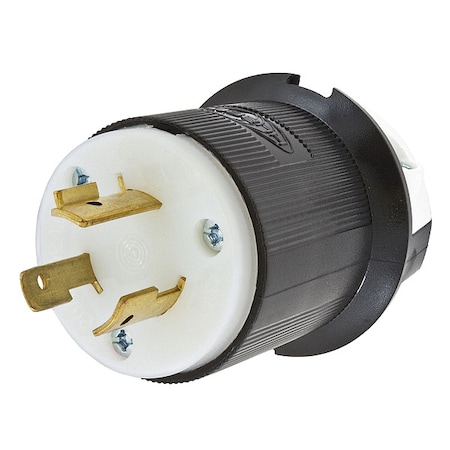 Locking Plug, L8-20P, 20 A, 480V AC, Single Phase, 2 Pole, Screw Terminals, Black, White MPN:HBL2341