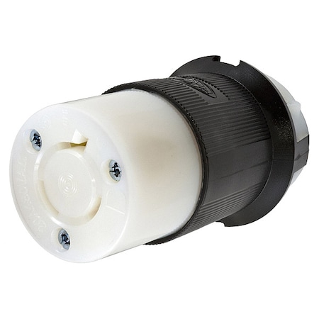Locking Connector, L8-20R, 20 A, 480V AC, Single Phase, 2 Pole, Screw Terminals, Black, White MPN:HBL2343