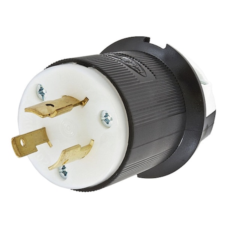 Locking Plug, L9-20P, 20 A, 600V AC, Single Phase, 2 Pole, Screw Terminals, Black, White MPN:HBL2351
