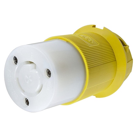Locking Connector, L5-20R, 20 A, 125V AC, Single Phase, 2 Pole, Screw Terminals, Yellow MPN:HBL23CM13