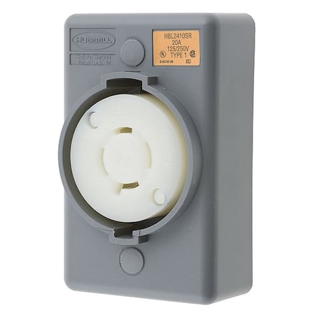 Locking Receptacle, L14-20R, 20 A, 125/250V AC, Single Phase, 3 Pole, Surface Mount, Gray MPN:HBL2410SR