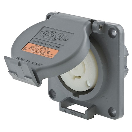 Watertight Flanged Locking Receptacle, L14-20R, 20 A, 125/250V AC, Single Phase, 3 Pole, Gray MPN:HBL2410SW
